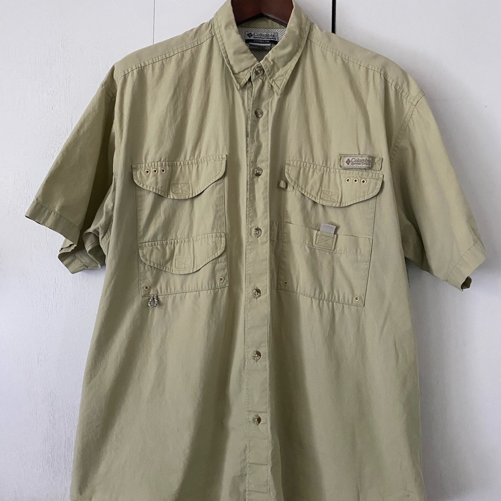 Men’s Columbia PFG Light Green Lightweight Short Sleeved Shirt